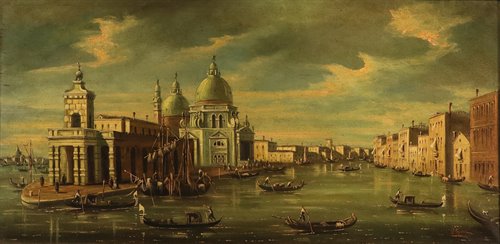 Veduta di Venezia con l'ingresso al Canal Grande, la Dogana e la chiesa di S. Maria della Salute