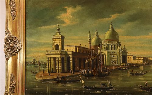 Veduta di Venezia con l'ingresso al Canal Grande, la Dogana e la chiesa di S. Maria della Salute