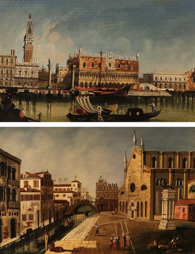 Coppia di vedute di Venezia